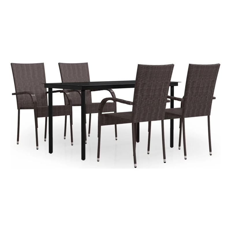Afuera Living Contemporary Garden Dining Set in Brown and Black
