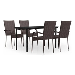 Afuera Living Contemporary Garden Dining Set in Brown and Black