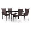 Afuera Living Contemporary Garden Dining Set in Brown and Black