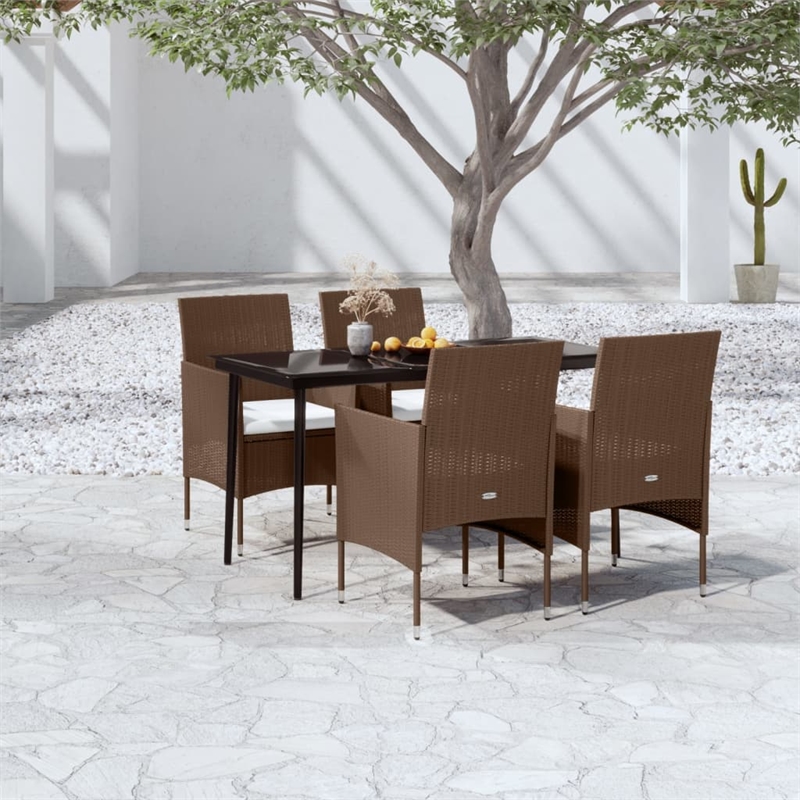 Afuera Living Contemporary Garden Dining Set in Brown and Black