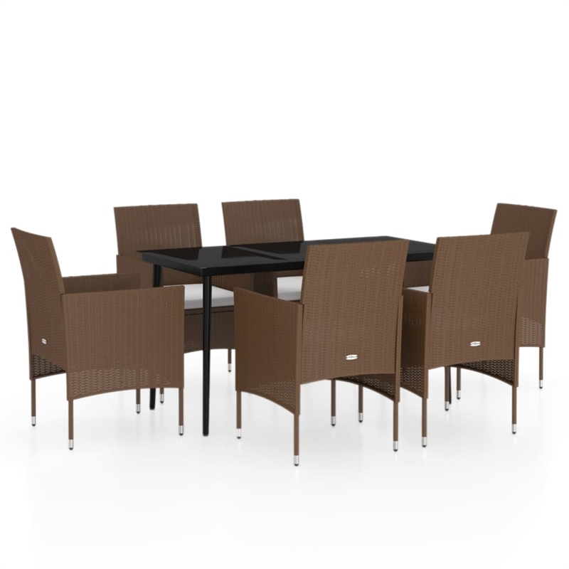 Afuera Living Contemporary Garden Dining Set in Brown and Black