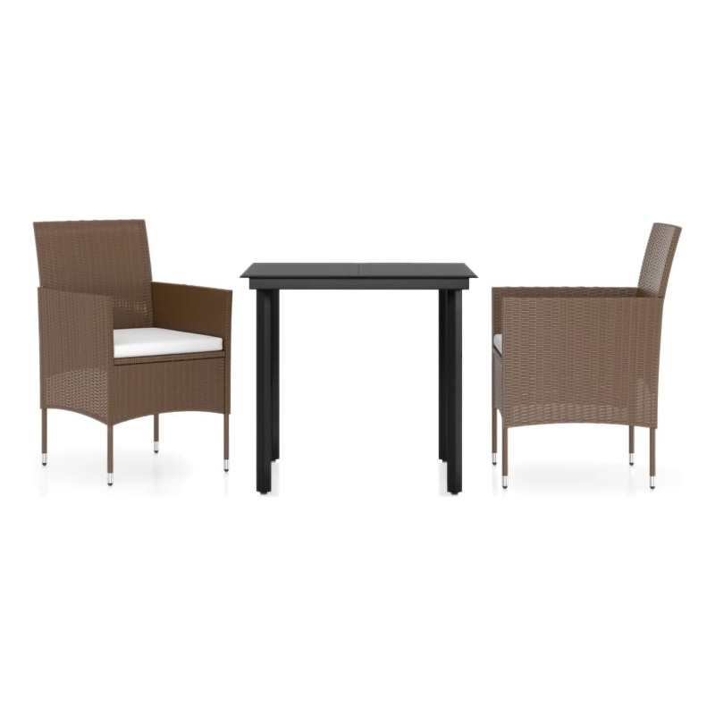 Afuera Living Contemporary Garden Dining Set in Brown and Black