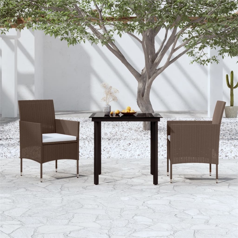 Afuera Living Contemporary Garden Dining Set in Brown and Black