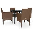 Afuera Living Contemporary Garden Dining Set in Brown and Black