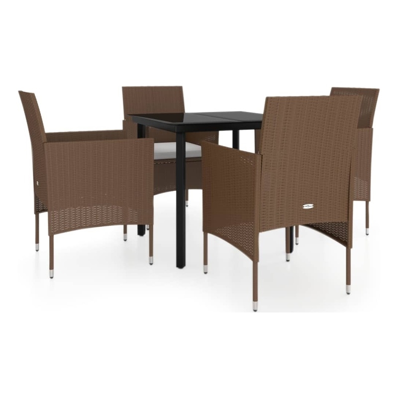 Afuera Living Contemporary Garden Dining Set in Brown and Black