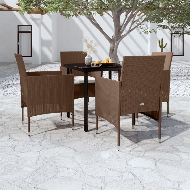 Afuera Living Contemporary Garden Dining Set in Brown and Black