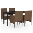 Afuera Living Contemporary Garden Dining Set in Brown and Black