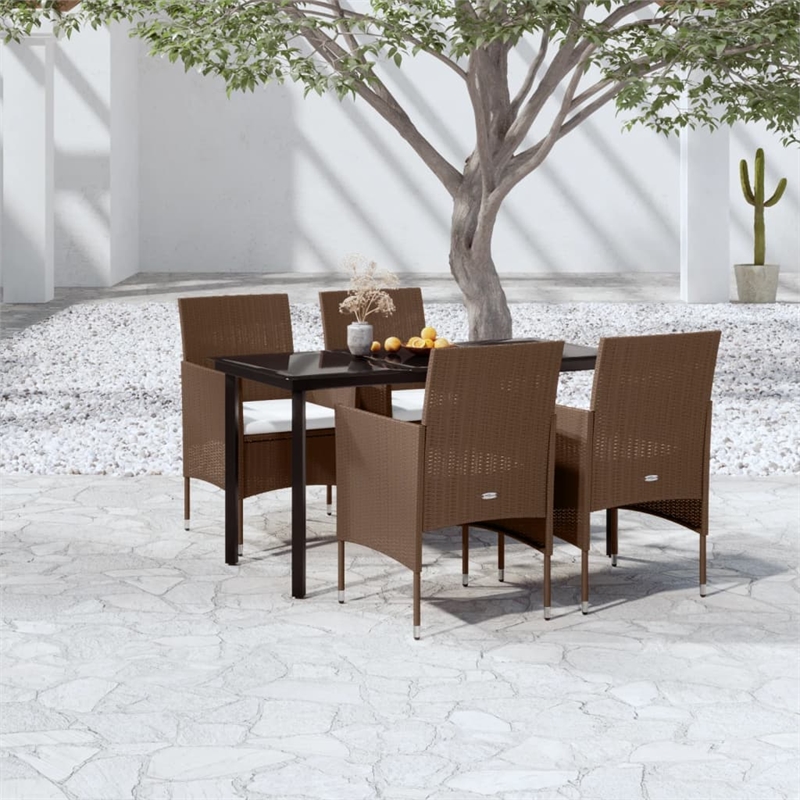 Afuera Living Contemporary Garden Dining Set in Brown and Black