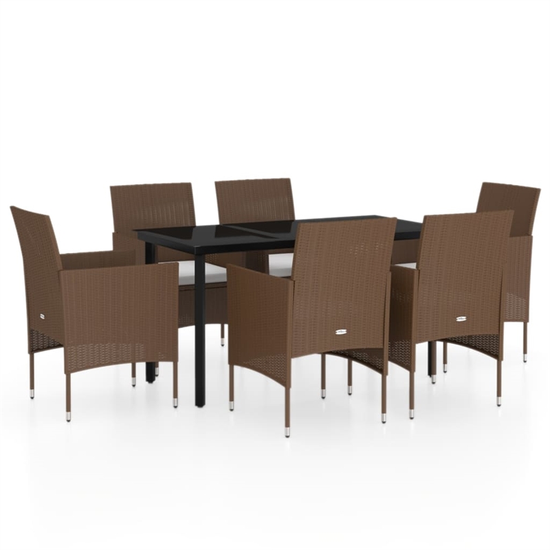 Afuera Living Contemporary Garden Dining Set in Brown and Black