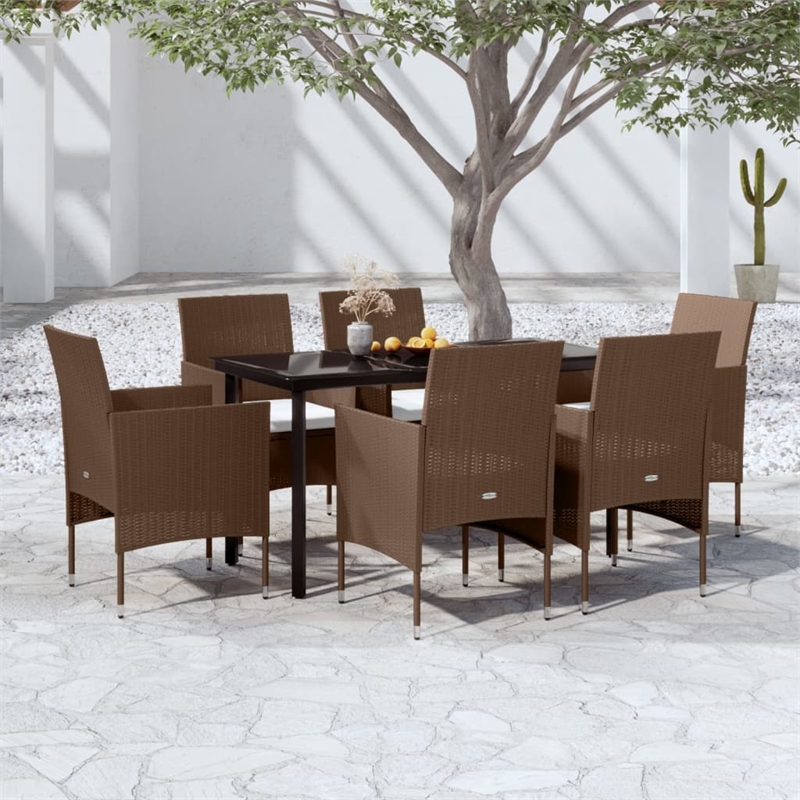 Afuera Living Contemporary Garden Dining Set in Brown and Black