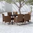 Afuera Living Contemporary Garden Dining Set in Brown and Black