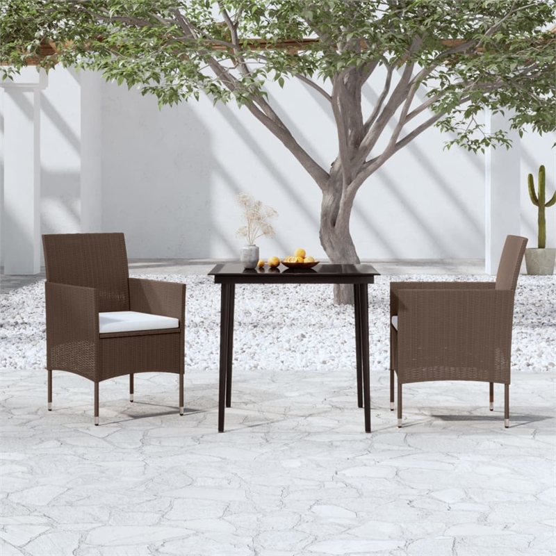 Afuera Living Contemporary Garden Dining Set in Brown and Black