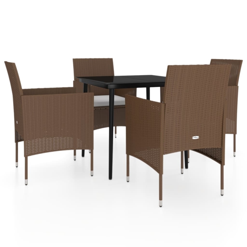 Afuera Living Contemporary Garden Dining Set in Brown and Black