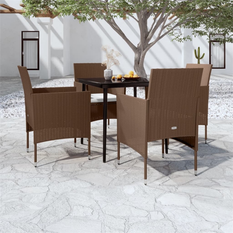 Afuera Living Contemporary Garden Dining Set in Brown and Black