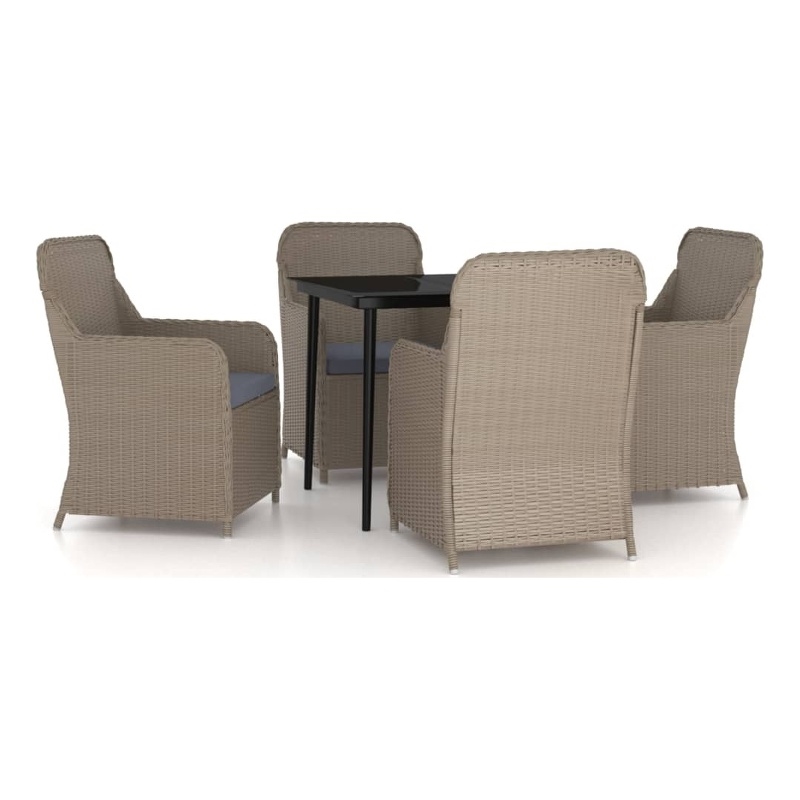 Afuera Living Contemporary Garden Dining Set in Brown and Black