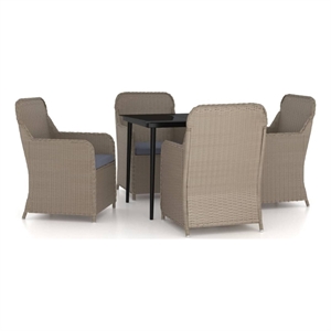 Afuera Living Contemporary Garden Dining Set in Brown and Black