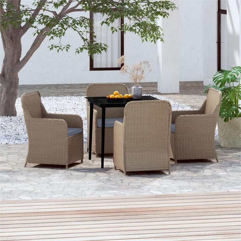 Afuera Living Contemporary Garden Dining Set in Brown and Black