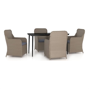 Afuera Living Contemporary Garden Dining Set in Brown and Black