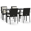 Afuera Living Dining Set in Black Table & Chairs With Cream White Cushions