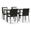 Afuera Living Dining Set in Black Table & Chairs With Cream White Cushions