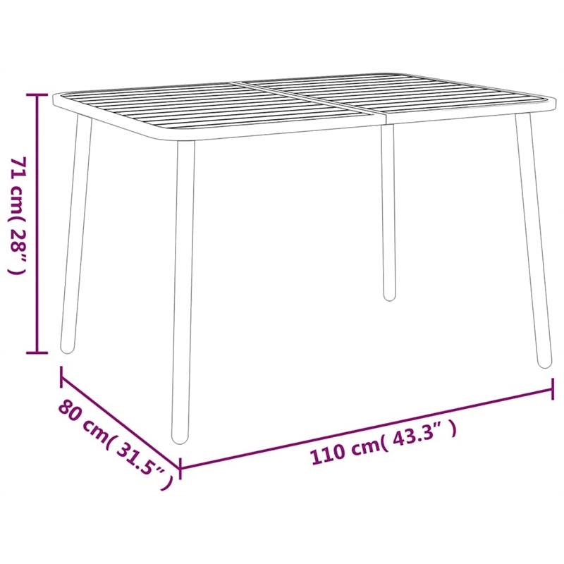 Afuera Living Steel E-Coated & Powder-Coated Dining Set in Anthracite/Gray