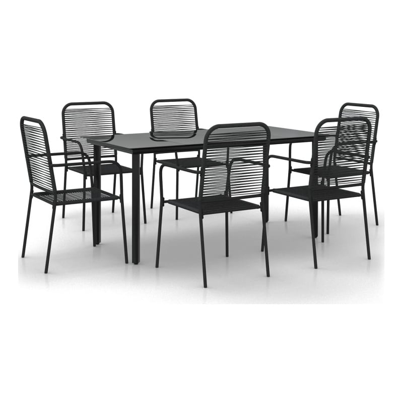 Afuera Living Cotton Rope & Steel Medium Garden Dining Set in Black