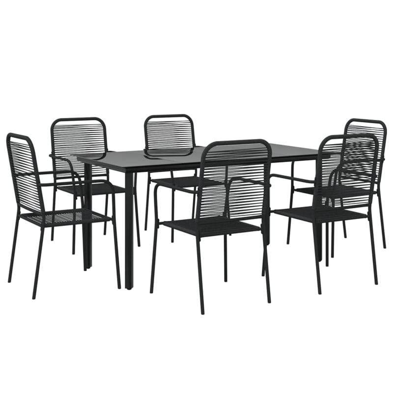 Afuera Living Cotton Rope & Steel Medium Garden Dining Set in Black