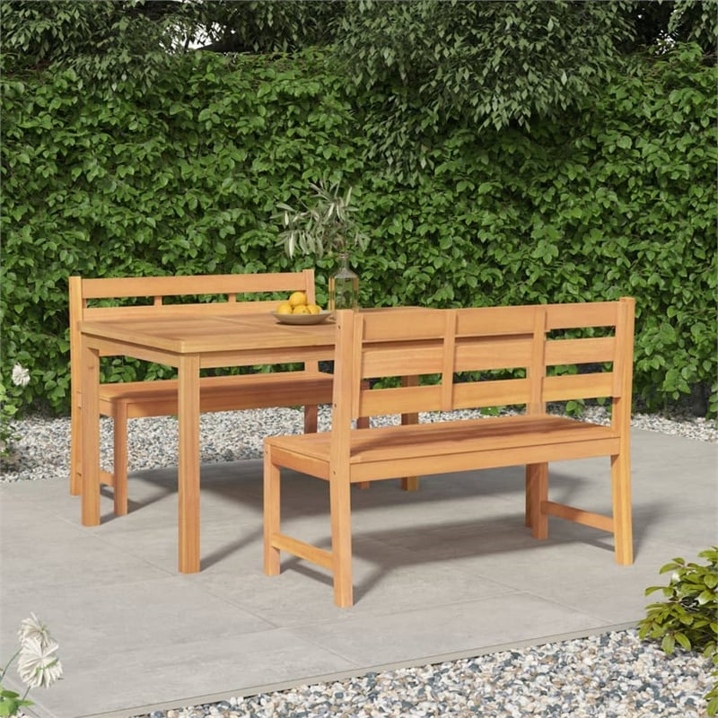 Afuera Living Fine Sanded Teak Hardwood Standard Dining Set in Natural/Brown