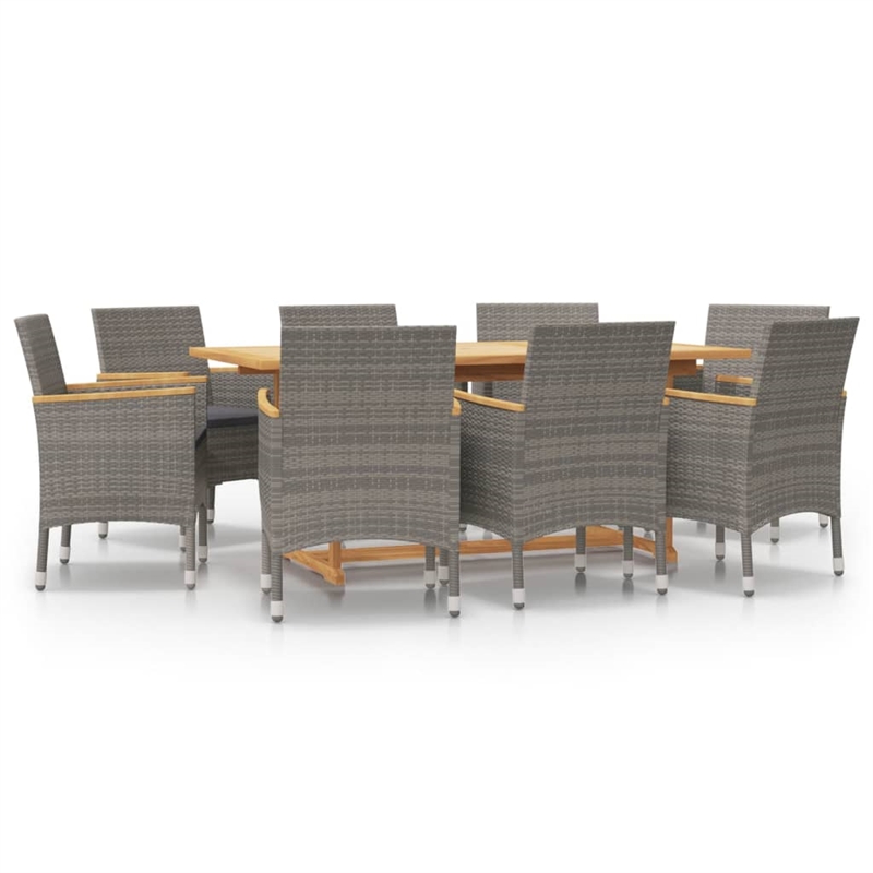 Afuera Living Contemporary 9 Piece Patio Dining Set in Gray/Dark Gray