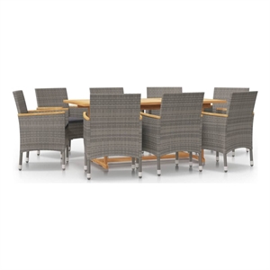 Afuera Living Contemporary 9 Piece Patio Dining Set in Gray/Dark Gray