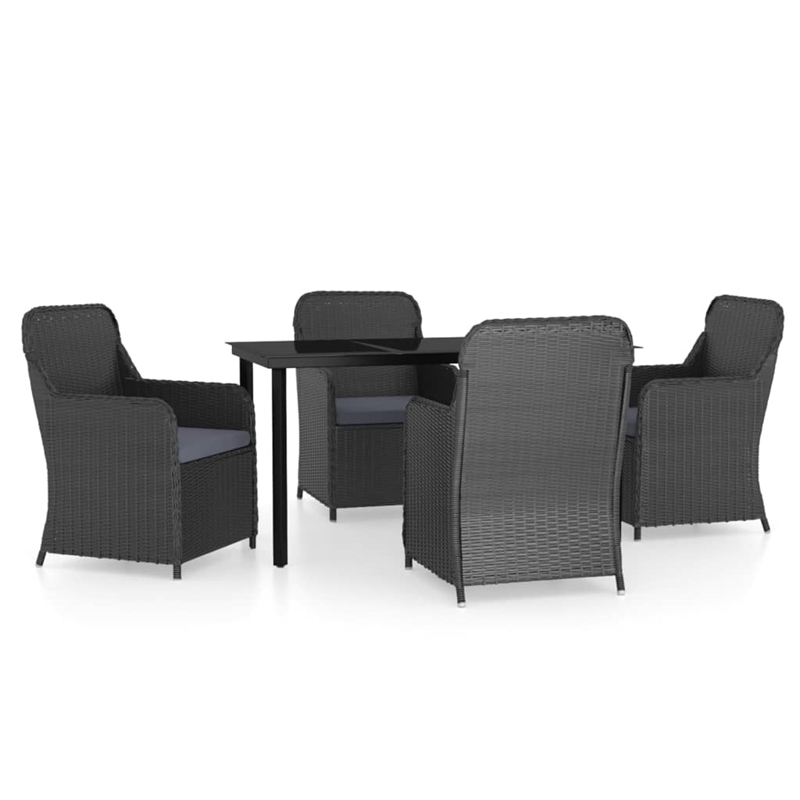 Afuera Living Contemporary Garden Dining Set in Black/Dark Gray