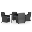 Afuera Living Contemporary Garden Dining Set in Black/Dark Gray