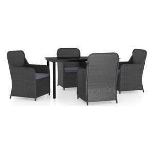 Afuera Living Contemporary Garden Dining Set in Black/Dark Gray