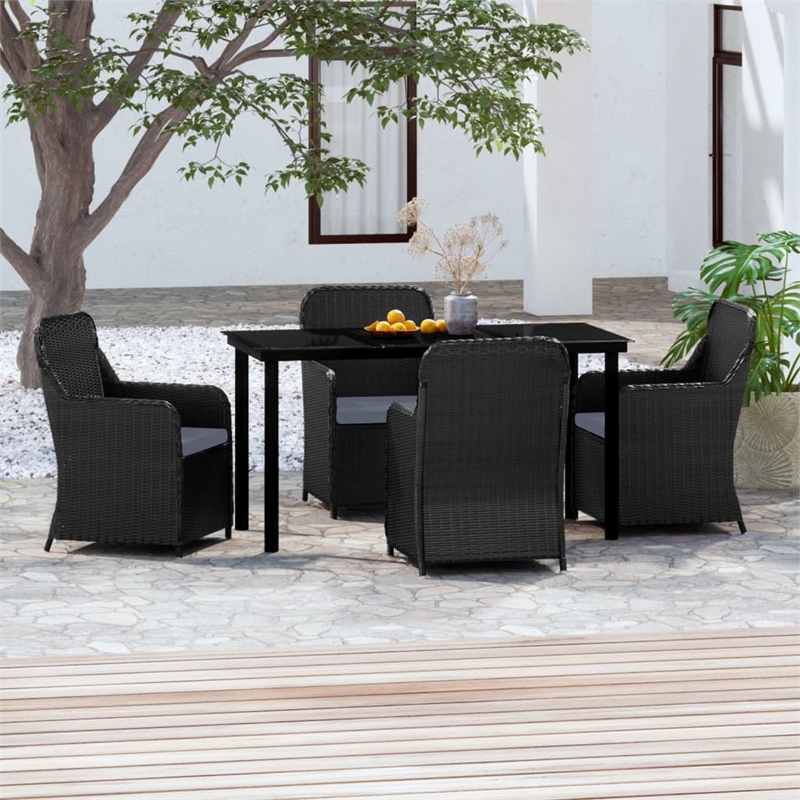 Afuera Living Contemporary Garden Dining Set in Black/Dark Gray
