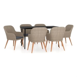 Afuera Living Contemporary Garden Dining Set in Brown and Black