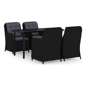 Afuera Living Contemporary Garden Dining Set in Black/Dark Gray