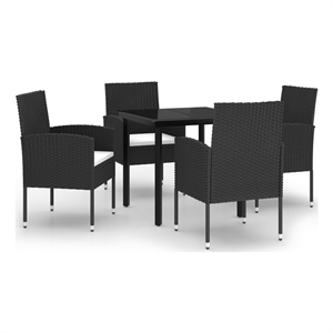 Afuera Living Contemporary Garden Dining Set in Black and Cream White