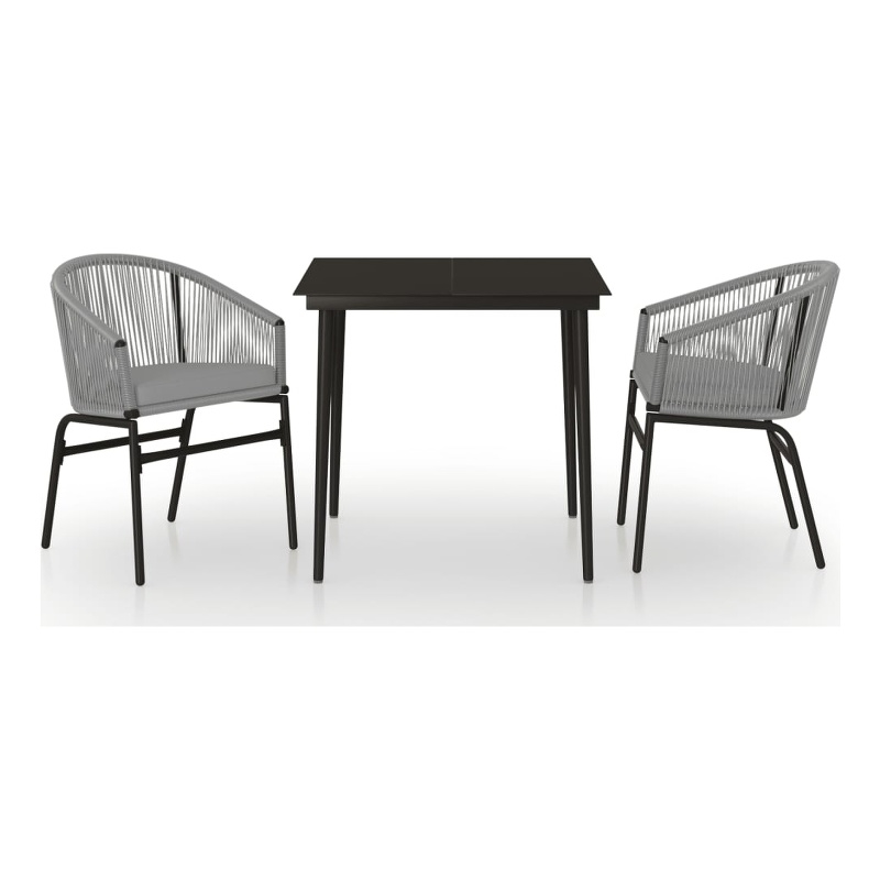 Afuera Living Contemporary Garden Dining Set in Anthracite/Black/Gray
