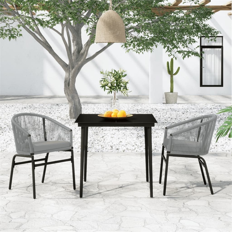 Afuera Living Contemporary Garden Dining Set in Anthracite/Black/Gray