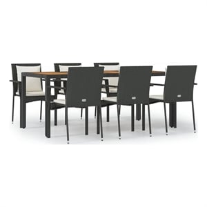 Afuera Living Contemporary Garden Dining Set in Black and Cream White