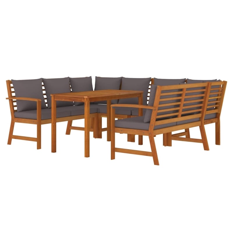 Afuera Living Contemporary Patio Dining Set in Dark Gray/Natural Wood
