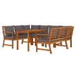 Afuera Living Contemporary Patio Dining Set in Dark Gray/Natural Wood