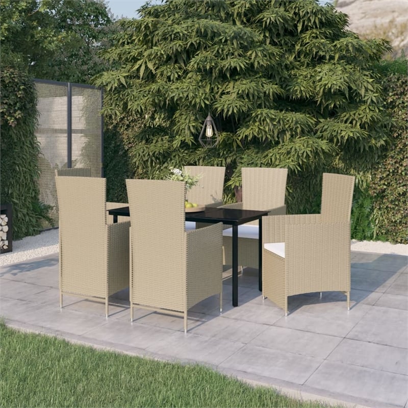 Afuera Living Contemporary Garden Dining Set in Beige and Black