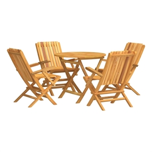 Afuera Living Wood Standard Foldable Garden Dining Set in Natural Teak/Brown