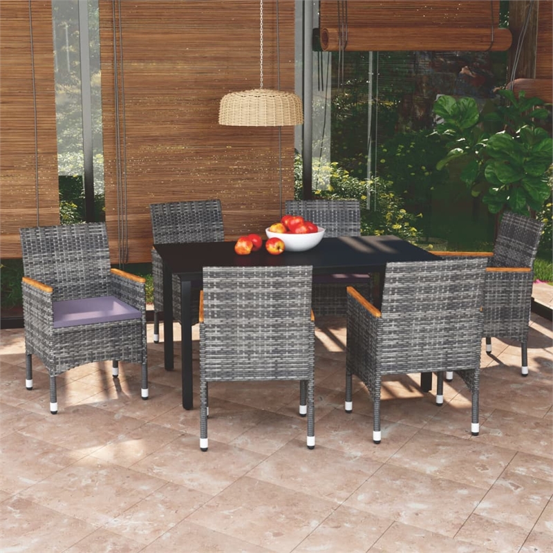 Afuera Living Dining Set Table - Black/Chair - Gray/Cushion - Dark Gray Aluminum