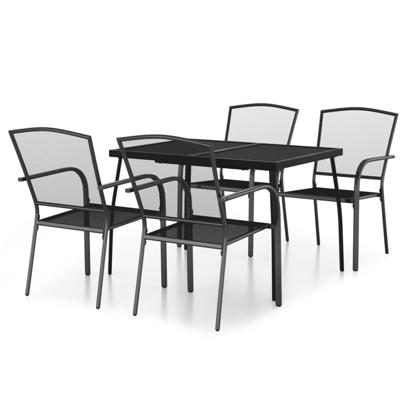 Afuera Living Steel E-Coated & Powder-Coated Dining Set in Anthracite/Gray