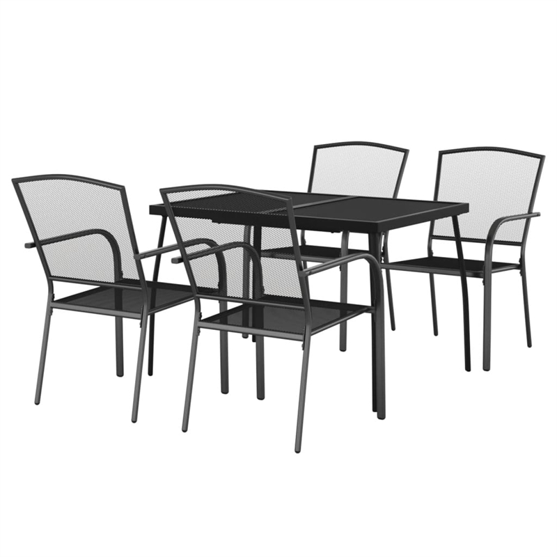 Afuera Living Steel E-Coated & Powder-Coated Dining Set in Anthracite/Gray