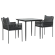 Afuera Living Rattan/Steel/Tempered Glass Garden Dining Set in Black/Dark Gray