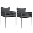 Afuera Living Rattan/Steel/Tempered Glass Garden Dining Set in Black/Dark Gray