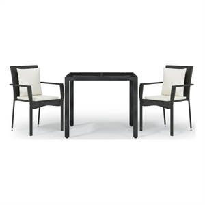 Afuera Living Contemporary Garden Dining Set in Black and Cream White